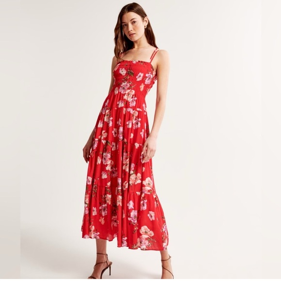 Abercrombie & Fitch Dresses & Skirts - Abercrombie & Fitch Red Tiered Maxi Sundress